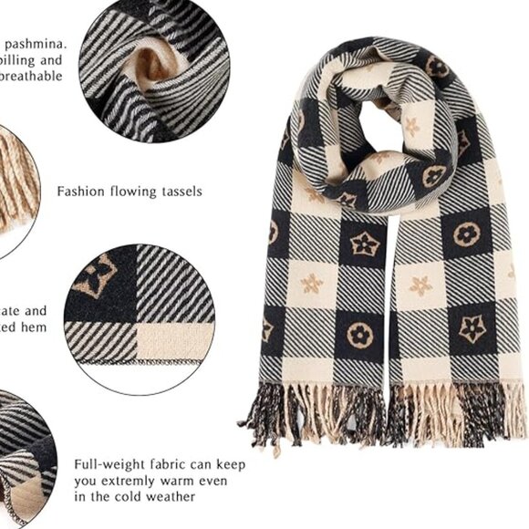 Cashmere Black Winter Scarf - Picture 3 of 7